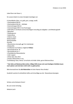 Orsbeck, im Juni 2016 Liebe Eltern der Klasse 1, für unsere Arbeit