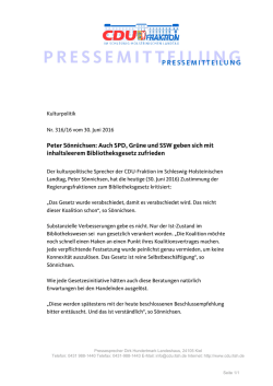 Peter S&ouml;nnichsen: Auch SPD, Gr&uuml;ne und SSW geben