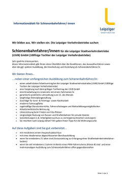 Infoblatt f&uuml;r Bewerbung als Schienenbahnfahrer/in