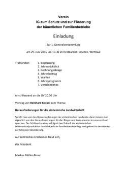 GV der IG SFbF findet am 29. Juni 2016