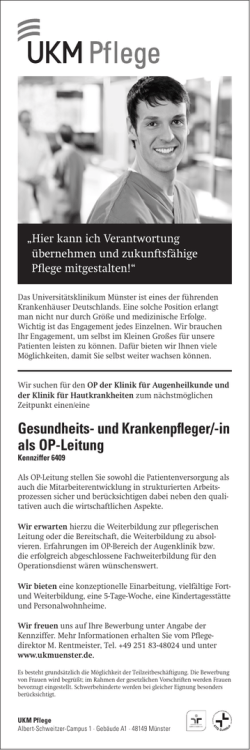 in als OP-Leitung - Universit&auml;tsklinikum M&uuml;nster