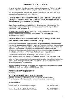 23. KW 2016 Sonntagsdienst Aerzte