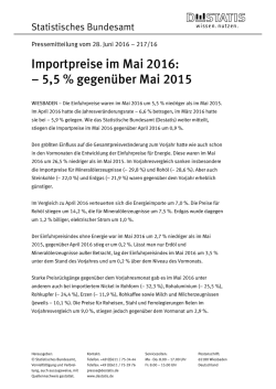 Importpreise im Mai 2016: &ndash; 5,5 % gegen&uuml;ber Mai 2015