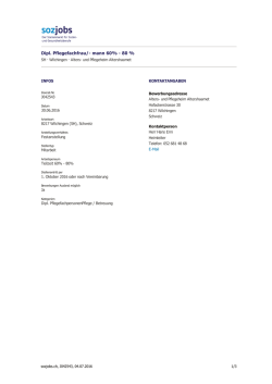 Dipl. Pflegefachfrau/- mann 60%