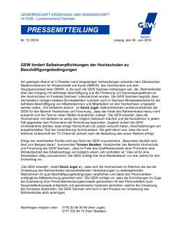 pressemitteilung - Hochschule und Forschung | GEW Sachsen