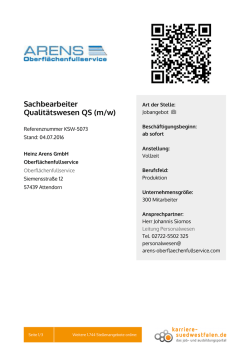 Sachbearbeiter Qualitätswesen QS (m/w)