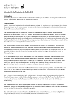 Jahresbericht 2015 - Reformierte Kirche Lufingen
