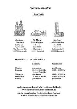 Pfarrnachrichten Juni 2016 - Katholische Pfarrgemeinde St. Anna
