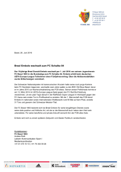 Der FC Basel zum Embolo-Transfer zu Schalke 04