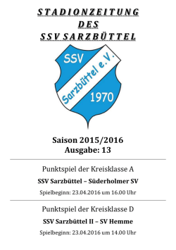 SSV Sarzb&uuml;ttel II - SSV Sarzb&uuml;ttel 1970 eV