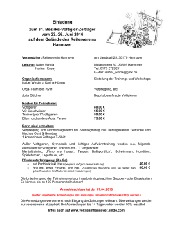 Einladung zum 31. Bezirks-Voltigier-Zeltlager vom 23.