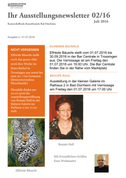 Ihr Ausstellungsnewsletter 02/16