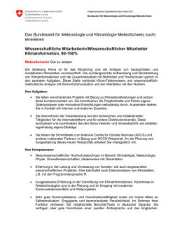 Das Bundesamt für Meteorologie und Klimatologie