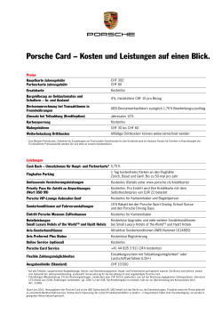 Porsche Card – Kosten und Leistungen auf einen Blick.