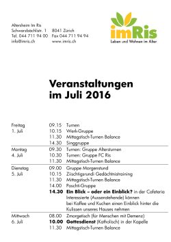 Veranstaltungen im Juli 2016