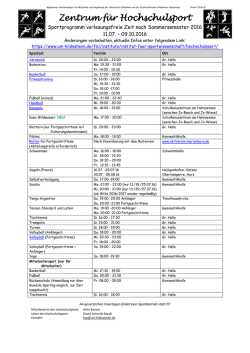 Hochschulsport-Programm - Vorlesungsfreie Zeit (SoSe 2016)