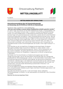 Ortsverwaltung Rietheim MITTEILUNGSBLATT