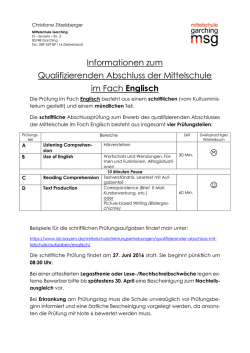 Informationen zum Qualifizierenden Abschluss der Mittelschule im