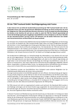Pressemitteilung der TSM Treuhand GmbH