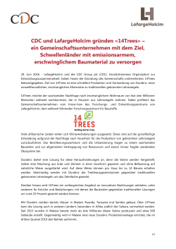 CDC und LafargeHolcim gründen «14Trees» – ein