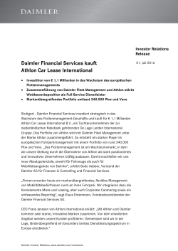 Daimler Financial Services kauft Athlon Car Lease International