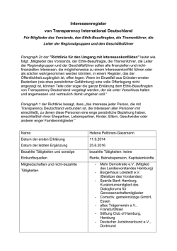 Interessenregister  - Transparency International