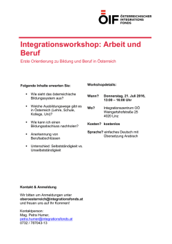 Integrationsworkshop: Arbeit und Beruf