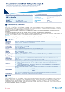 Produktinformationsblatt nach Wertpapierhandelsgesetz Aktien