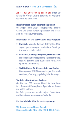 EDEN REHA &ndash; TAG DER OFFENEN T&Uuml;R