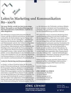 Leiter/in Marketing und Kommunikation 80 – 100
