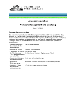 Verkaufs-Management - Weinheimer Auktionshaus