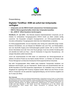 Digitaler T&uuml;r&ouml;ffner: KIWI ab sofort bei Unitymedia verf&uuml;gbar