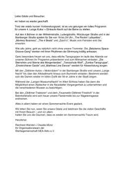 Gru&szlig;wort der Organisatoren - Werbegemeinschaft NEA
