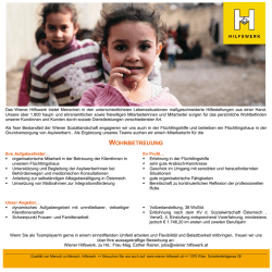 Job Wohnbetreuung Fl&uuml;chtlingshaus