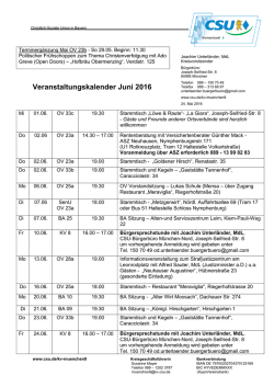 Veranstaltungskalender Juni 2016