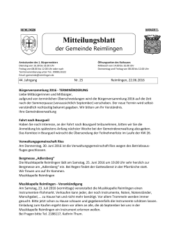 Gemeinde Reimlingen Mitteilungsblatt KW 25