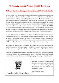 Offener Brief an Landgerichtspräsident Dr. Frank