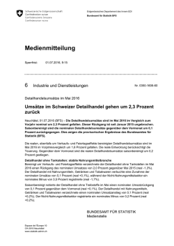 Umsätze im Schweizer Detailhandel gehen um 2,3 Prozent zurück