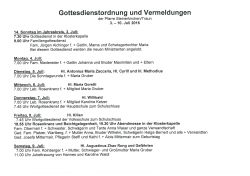 Gottesdienstordnung Steinerkirchen/Tr.