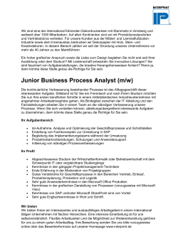 Junior Business Process Analyst (m/w)