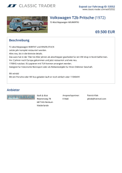 Volkswagen T2b Pritsche (1972) 69.500 EUR
