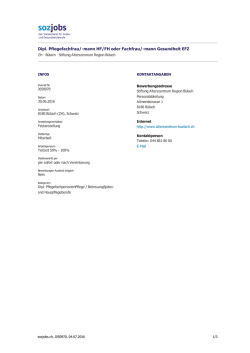 Dipl. Pflegefachfrau/-mann HF/FH oder Fachfrau/