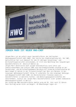 Jürgen Marx ist neuer HWG-Chef