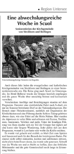 Eine abwechslungsreiche Woche in Scuol. Seniorenferien der