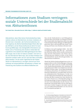 Informationen zum Studium verringern soziale