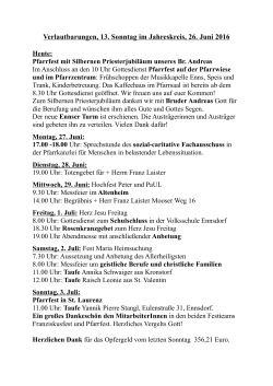 Download: Verlautbarungen 11. Sonntag i. Jkr., 12. Juni 2016