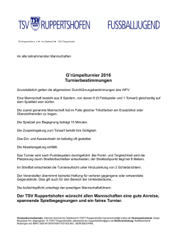 G`r&uuml;mpelturnier 2016 Turnierbestimmungen