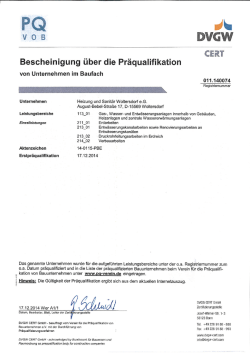 DVGW Pr&auml;qualifikation - Heizung und Sanit&auml;r Woltersdorf eG