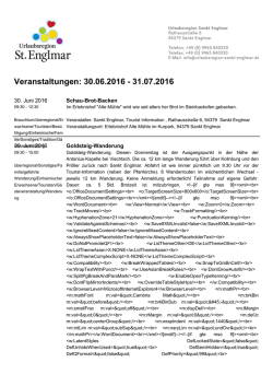 Veranstaltungen: 30.06.2016 - 31.07.2016