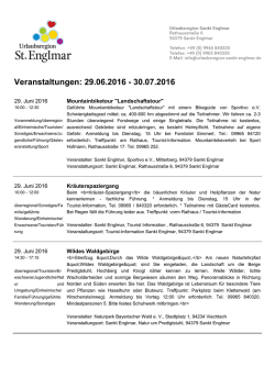 Veranstaltungen: 29.06.2016 - 30.07.2016